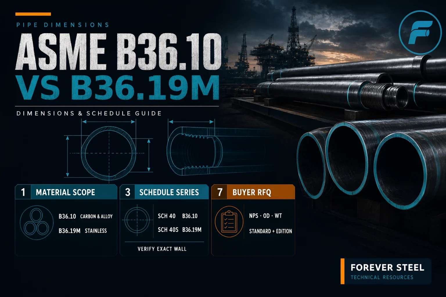 ASME B36 ، 10 ، ASME B36 ، 19 ، أبعاد الأنبوب ، جدول الأنابيب ، حجم الأنبوب NPS