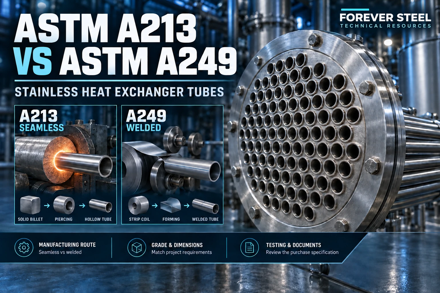 ASTM A213 vs A249,heat exchanger tubes,seamless vs welded tubes,minimum wall vs average wall,A249 substitute for A213