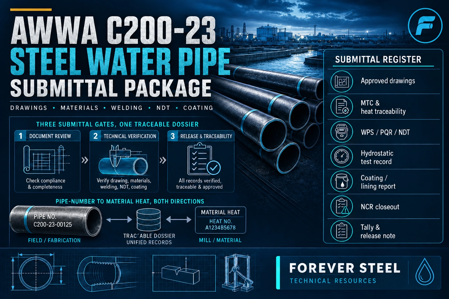 AWWA C200 ، C205 ، C206 ، C210 ، C213 ، معايير أنابيب المياه الفولاذية