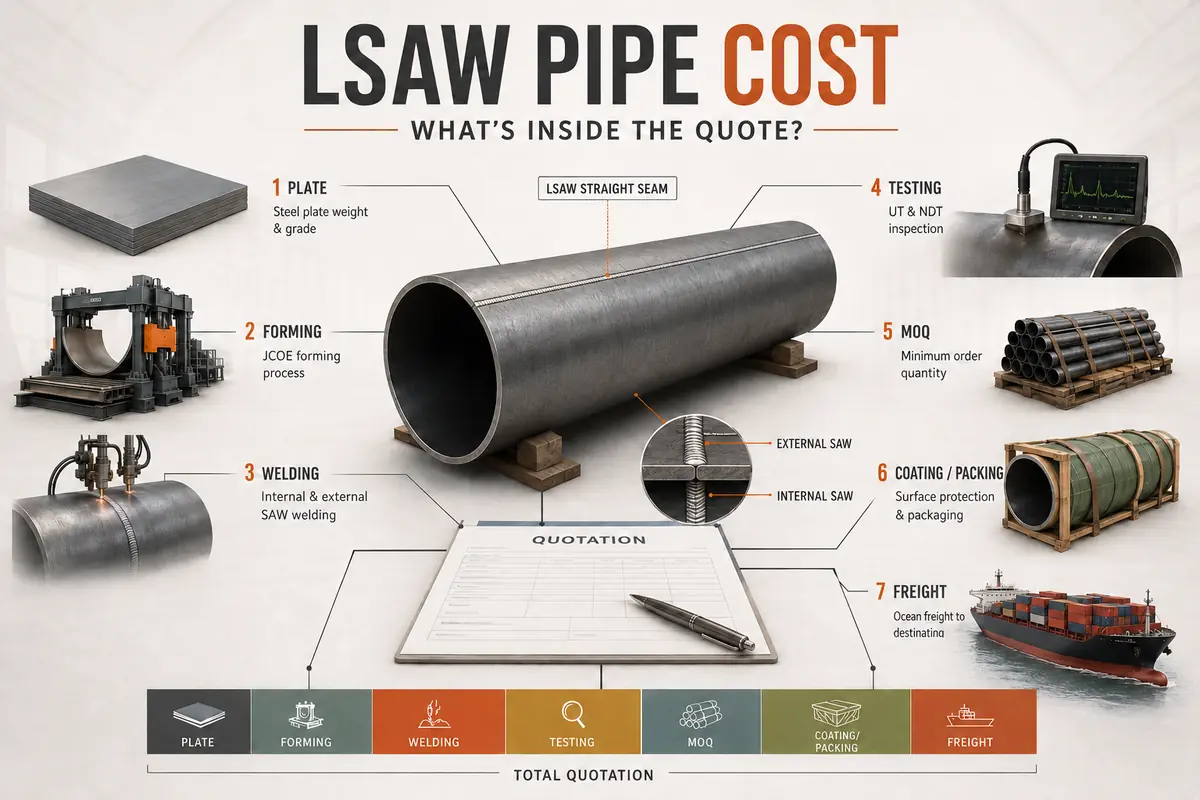تكلفة أنبوب LSAW ، سعر أنبوب LSAW ، اقتباس LSAW ، تكلفة LSAW vs ERW