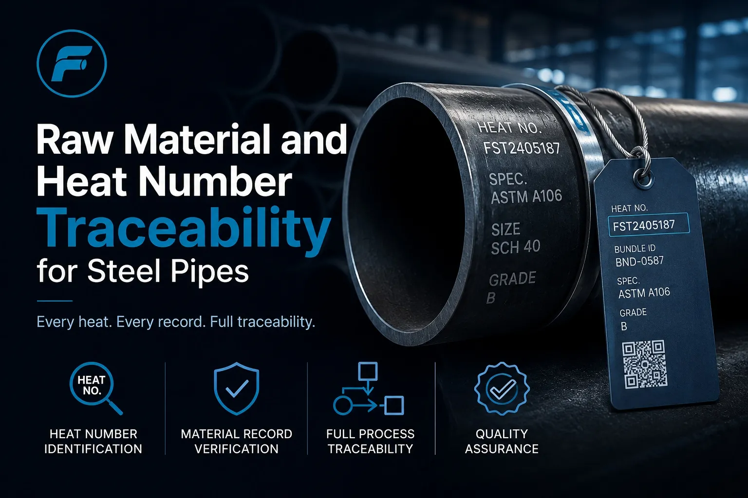 steel pipe traceability,heat number,MTC,material test certificate,pipe marking