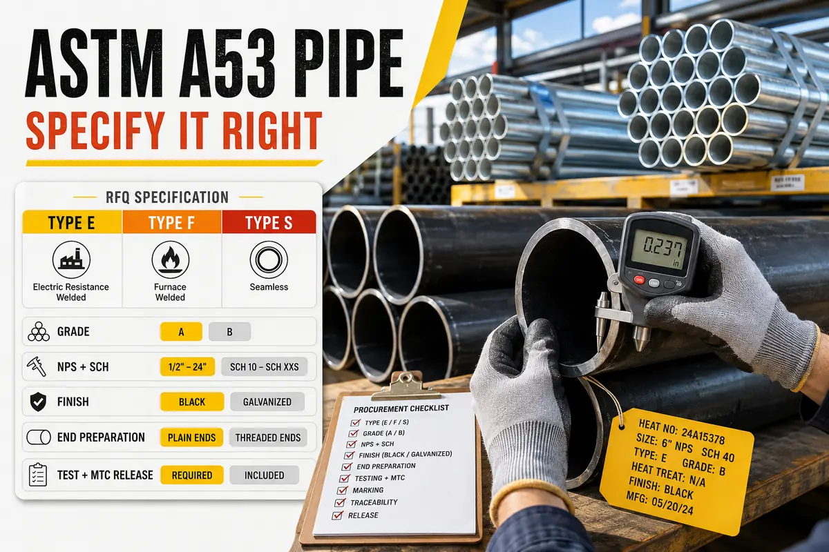 ASTM A53 Steel Pipe Procurement Guide: Type, Grade, Dimensions, Testing and Release
