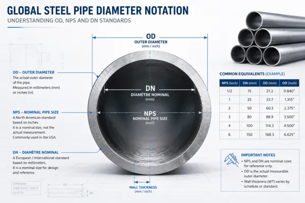 Steel Pipe Size Chart: NPS, DN, OD and Inch-to-mm Conversion Explained