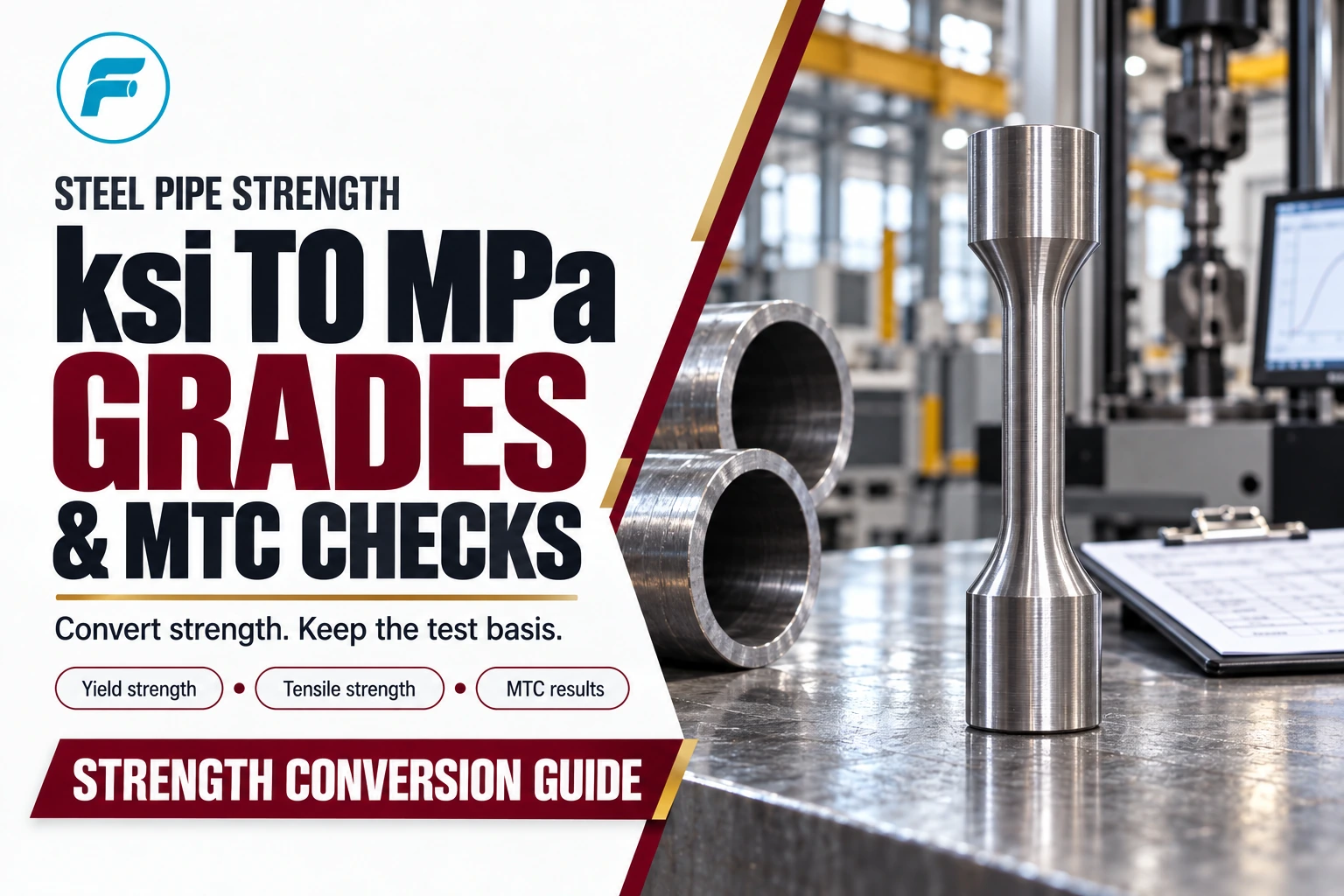 Steel Pipe MTC Strength Checks: Yield and Tensile Values in ksi and MPa