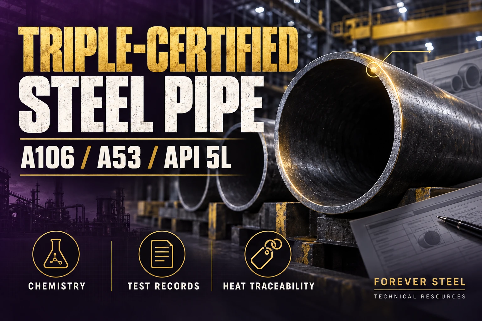 Triple-Certified A106/A53/API 5L Pipe: Chemistry, Dimensions and MTC Verification