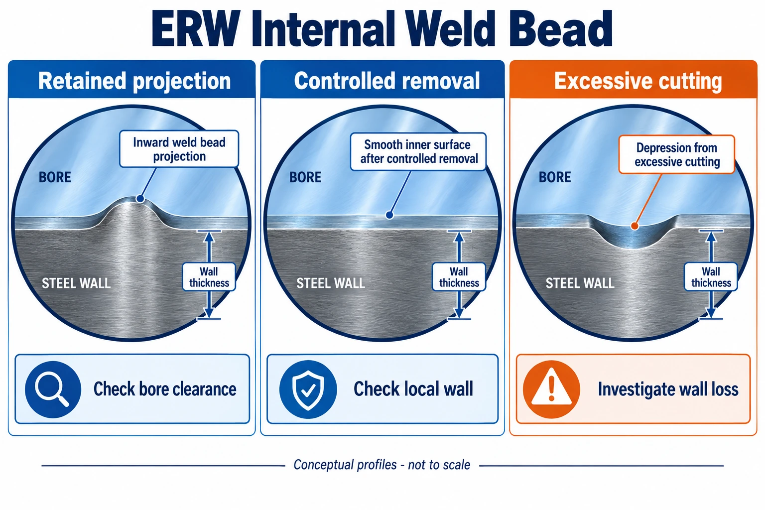 ERW internal weld bead,internal scarfing,ERW pipe bore clearance,weld bead acceptance