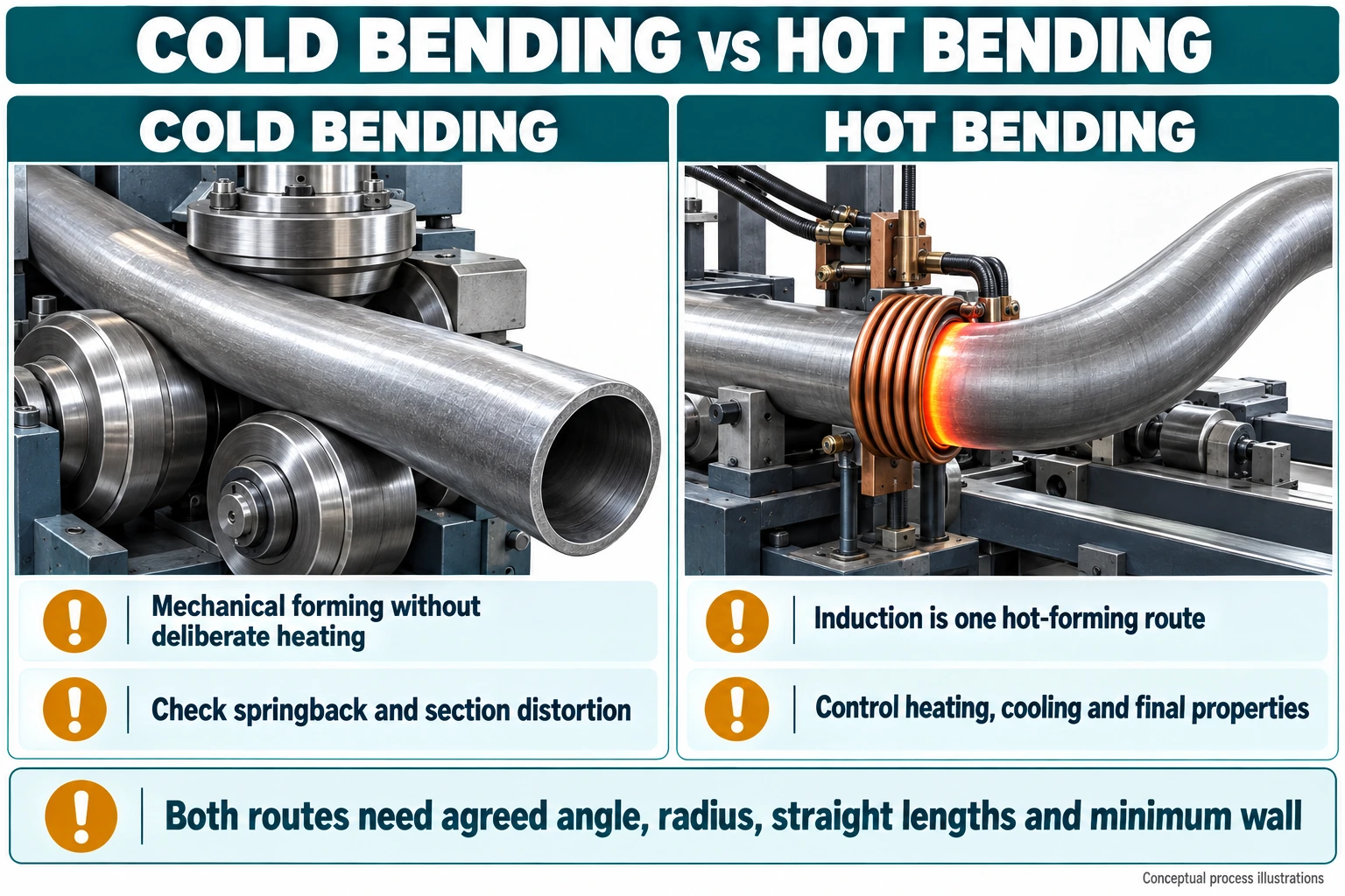 structural pipe bending,bent steel pipe,curved CHS members,curved HSS,pipe bending with straight tangents,structural pipe bending tolerances,minimum wall thickness after bending,steel pipe bending RFQ