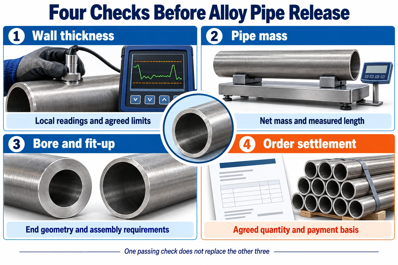 Alloy pipe acceptance checks